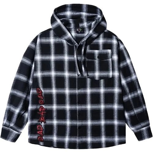 vale flannel Hoodie black vale flannel Hoodie black - Image 1