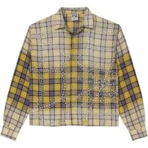 vale flannel yellow Vale Flannel Yellow plaid jacket with sparkling embellishments