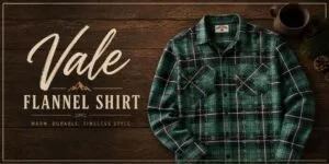 Flannel shirt blue and green plaid shirt banner